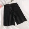 Shorts pour femmes Shorts femmes noir droit trois personnes fourrure demi fermeture éclair volant denim bas Harajuku poche shorts Streetwear extensible BF 230406