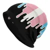 Berets Trans Pride Flag Drip Beanie Cap Unisex Winter Bonnet Homme Strickmützen Mode Outdoor Transgender LGBT Skullies Beanies