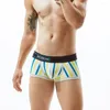 Sous-vêtements hommes coton couleur rayé slips jambe fermée U poche surélevée sexy confortable boxeurs respirants pour hommes