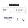 Lunettes de soleil d'extérieur de luxe à la mode Vintage Square Men Rimless Eyeglasses for Women Outdoor Club Metal Frame Shades Oculos UV400 Goggles 8025DFKajia