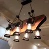 Pendant Lamps American Style Country Solid Wood Chandelier Industrial Creative Bar Shop Decoration El Box Boat Wooden ChandelierPendant