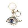 Keychains Lanyards L Lucky Elephant and Blue Evil Eye Keychain Ring med kristallstrasser Hartspärlor Handväska Drop Delivery Amfmm