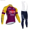 Wielershirtsets Alpecin Fietsshirts Set 19D Gel Gewatteerde Bib Broek Heren Breathab Sneldrogend Lange Seve Bicyc Kleding Zomer Fietspakken Q231107