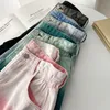 Women's Shorts Vintage Gradient Denim Shorts Women Summer High Waist Slimming Pink Short Jeans Colorful Casual Wide Leg Flanging Shorts 230503