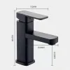 Black Bathroom Faucet Hot Cold Water Sink Mixer Tap Stainless Steel Paint Square Basin Faucets Single Hole Tapware Deck-mounted