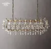 Lustres rectangulaires en cristal de fer rococo du 19ème siècle, lampes suspendues en laiton à bougie LED rétro pour salle à manger, salon, chambre à coucher, lustre