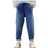 Jeans Denim Crayon Pantalon pour Enfants Garçons Automne Qualité Enfants Casual Solide Taille Élastique pour Adolescents 5 à 14 Ans 230406