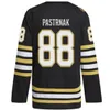 Novas camisas de hóquei David Pastrnak 88 100º aniversário Brad Marchand 63 Patrice Bergeron 37 Preto Branco Ouro S-XXXL Costurado 2023 Mens Jersey