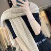 Écharpes dentelle châle creux pure laine pure tricot de femmes quatre saisons de haute qualité massive solide mode élégant polyvalent