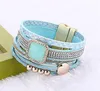 Bangle Crystal Cuff Leather Rhinestone Slake Bohemian Style Bracelet Wrap Drill BangleBangle