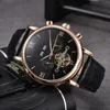 Men luxury designer Hollow tourbillon Automatic Mechanical Watch leather Band Belt Multifunctional Watches