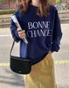 Kadın Hoodies nomikuma şık Kore nedensel o-boyun uzun kollu kadın sweatshirt moda mektupları nakış 2023 Sonbahar kazak üst jumper