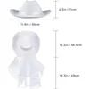 Berets White Tiaras Bridal Cowgirl Hat z welonem dla Bachelorette i Party Summer Beach