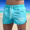 Men's Shorts Custom Your Logo Summer Beach Swim For Men Casual Fitness Sport Drawstring Short Low Waist Solid Pant Male Beachwear