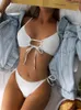 Dames badmode 2023 Split Multolor Sexy Women Bikini Ice Silk Swimsuit Fashion Braziliaans strand Badende pak Beachwear