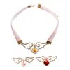 Qingdao Sweet Angel's Wings Red Love Collier de clavicule féminine en velours rose