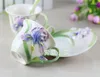 Koppar tefat europeisk stil iris kaffekopp set porslin ben keramik te mlik och tefat med skedar kreativ dricks gåva