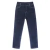 Jeans Fashion Baby Jeans Blue Solid Denim Troushers Adequado para meninos Big Boys Casual Lavagem de jeans solteiros calças calças gordas Roupas 230406