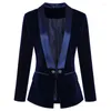 Women's Suits Sigutan 2023 Spring Designer Blazer Women Long Sleeve Velvet Female Jacket Outer Wear Woman Tops