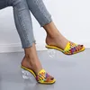 Sandalet moda garip stil topuk pvc şeffaf açık kadınlar sandaletler peep toe yaz tasarım terlik örgü açık kadın ayakkabıları 230404