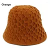 Berets Bucket Hat Women Knitted Casual Fishman Caps Winter Warm Design Korean Dome Wool Panama Buckets Round Top Basin Hats