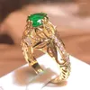 Vintage Emerald Zirconia'da Küme Yüzükleri Kadınlar İçin Enfeksiyon Yüzüğü Enfes Kelebek Tasarım Doğum Günü Moda Takı Hediyesi