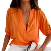 Kadın bluzları yaz bluz kısa kollu düğmeler yarım plaket nefes alabilen rahat gevşek bayanlar gömlek üst