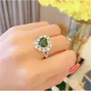 Heart Emerald Diamond Ring 925 Серебряное серебряное обручальное обручальное обручальное обручальное кольца для женщин свадебного обещания вечеринка подарка ювелирных украшений