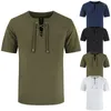 Camisetas masculinas 2023 Camiseta de linho de moda masculina Camiseta de decote em V de manga curta