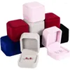 Smyckespåsar 6st Display Case Velvet Ring Box Holder Gift Heart Boxes Wedding Romantic Organizer Engagement Partihandel