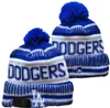 Dodgers Beanies Los Angeles La Bobble Hats Beyzbol Top Kapakları 2023-24 Moda Tasarımcı Kova Şapkası Şapkalı Örgü Faux Pom Beanie Noel Spor Örgü Şapkası A3