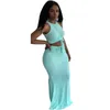 Summer Womens Two Piece Dress Suit 2023 Designer Clothing Sexy Sleeveless Pleated Drawstring Crop Top And Bodycon Skirt Outfits