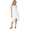 Casual Dresses Linen Women's Dress Sleeveless Asymmetric Summer Elegant Party for Women With Pockets Vestido Feminino