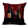 Kissen Retro Romantic Wine Lady Print Leinenbezug für Sofa Wohnzimmer Heimdekoration Valentinstag Thema 45x45cm