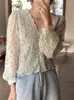 Blouses pour femmes chemises en dentelle française femmes Vintage Patchwork en mousseline de soie doux fleurs Chic tout Match mince grande taille été hauts à la mode