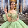 Olive Green Sweetheart Quinceanera Dress vestidos de xv anos Sleeveless Applique Beading Floral Mexican Sixteen Princess Gowns