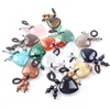 Pendant Necklaces 12Pcs/Lot Natural Heart Shaped Stone Pendants Charms Crystal Chakra For DIY Keyring Jewelry Making 2 Sizes Assorted ColorP