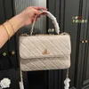 5A designer shoulder bag classic plaid flap CF caviar hand gold silver chain leather double letter solid color buckle square stripe lady messenger