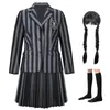 Sukienki dla dziewcząt w środę sukienka kostiumowa Addams na przyjęcie urodzinowe Dress Girl Girl Addams Costume Girls 230406