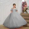 Kız Elbiseler Beyaz Tül Çiçeği Düğünler İçin Zarif Prenses Çocuklar Doğum Günü Akşam Partisi İlk Cemaat Pageant Balo Balo Elbise