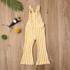 Rompers peuter kinderen babymeisjes kleren mouwloze streep romper jumpsuit flare lange broek overalls zomer herfst kleding 230406