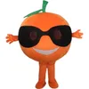 Professionelles orangefarbenes Obst-Cartoon-Maskottchen-Kostüm für Halloween, niedliches Obst-Charakter-Performance-Set