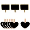 Party Decoration Mini Chalkboard Blackboard with Wooden Clip Message Board Signs and Labels Clips for Food Memo Note Taking