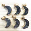 Nuova pietra naturale agate grigie Druzys Drusy Pendenti Luna Charms per donna uomo unisex collana di gioielli che fanno 6 pezzi intero lotto 20207p