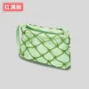 Small design mesh woven diamond grid single shoulder diagonal cross bag for women's ins hollowed out fishing net small square bag soft and solid color handbag 230406