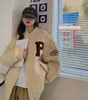 Feminino para baixo frito rua casual terno de beisebol algodão acolchoado jaqueta estilo inverno carta solta engrossado quente rac