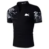 Herren T-Shirts Fashion Kurzarm Schwarz-Weiß Bull Print Stehkragen Polo T-Shirt 230406