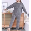 Damen-Nachtwäsche, 5XL 6XL, Korallenfleece, 2 Stück, warme Pyjama-Sets, Damen-Pyjamas, Nachtwäsche, Heimkleidung, Lounge-Anzug, 140 kg