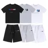Black White Grey Rainbow Men's Trapstar T-Shirts Tracksuits Designer Letter Color Sports Tracksuit Disco Men Top Short Sleeve Shorts and Pant 1Set