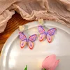 Stud Earrings Butterfly Women's Personality Candy Color Contrast Earring Light Luxury Temperament Fashion All-match Jewelry Trend